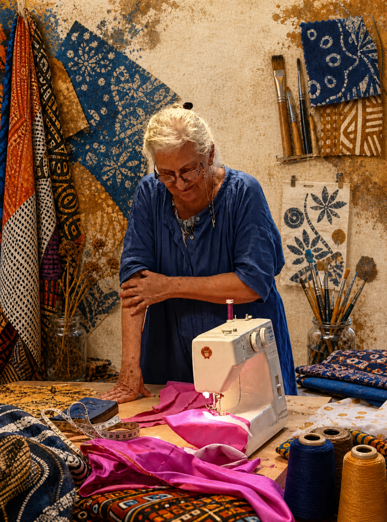 photo isabelle glansdorff couturière de couleurs et peintre de vêtements
